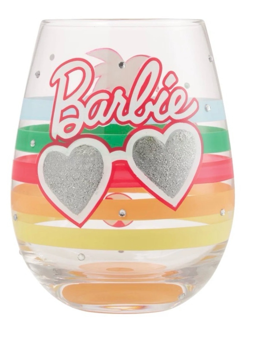 NWT Lolita Barbie "Vacay Vibes" Hand Painted Stemless Wine Glass 20oz with Box